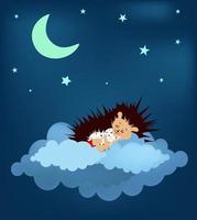 Vector image of a sleeping hedgehog