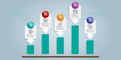 Infografía de gráfico de crecimiento horizontal abstracto vector