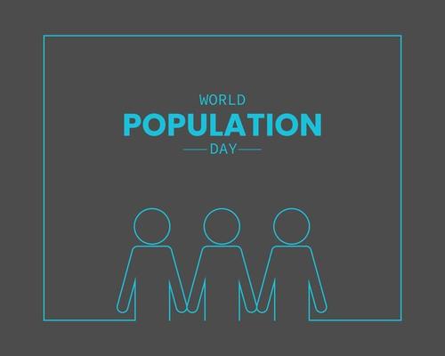 World Population Day People Line Frame Vector