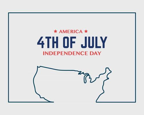 America Independence Day Line Frame Map Vector