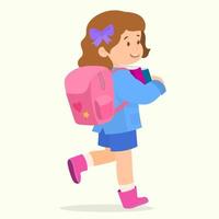 niña con mochila de regreso a la escuela vector