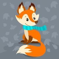 Cute red fox with falling leaves vector