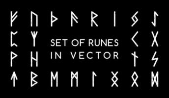 COLLECTION OF ANCIENT RUNES ON A BLACK BACKGROUND vector