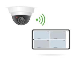 WiFi security camera and smartphone app for viewing recordings vector