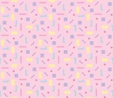 Small figures are combined on a pink background to create a pattern. vector