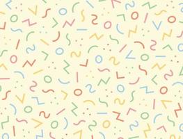 Patterns on a yellow background with jumbled circles and zigzag lines. vector