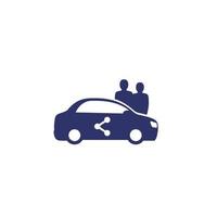 icono de carsharing con coche y usuarios en blanco vector