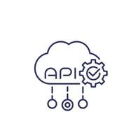 web API software integration line icon on white vector