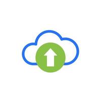 upload icon with a cloud on white vector