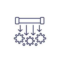 UV light sterilization UV C lamp line icon vector
