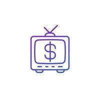 old tv with dollar line icon vector