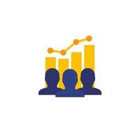 team performance growth icon on white vector