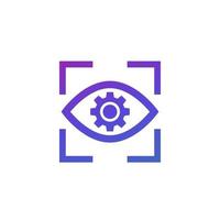 eye with gear icon on white vector