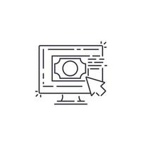 Online payment line vector icon on white