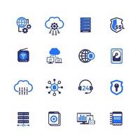 Hosting servers and data storage icons on white vector