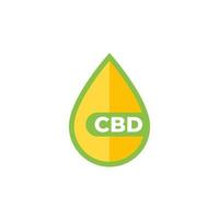 CBD oil drop vector icon on white