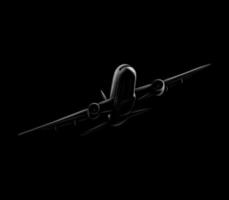 avión de pasajeros en una ilustración de vector de fondo negro