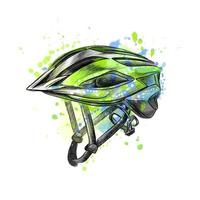 Bicycle helmet from a splash of watercolor hand drawn sketch Vector illustration of paints