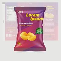 Potato chips and dry fruits package design foil bags isolated on white background in 3d illustration vector
