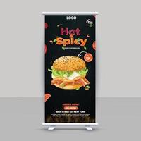 Free Fast Food Roll Up Banner Design Idea For Restaurant vector