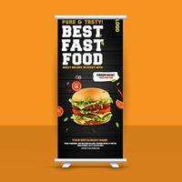 Free Fast Food Roll Up Banner Design Idea For Restaurant vector