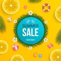 Summer sale promotion square banner template vector