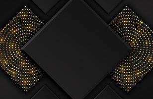 Abstract geometric background with shimmering glitter pattern and wavy lines texture on black square shape vector