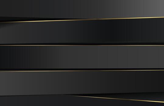 Minimal black abstract geometric architecture background with gold line element vector