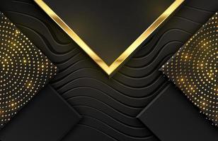 Abstract geometric background with shimmering glitter pattern and wavy lines texture on black square shape vector