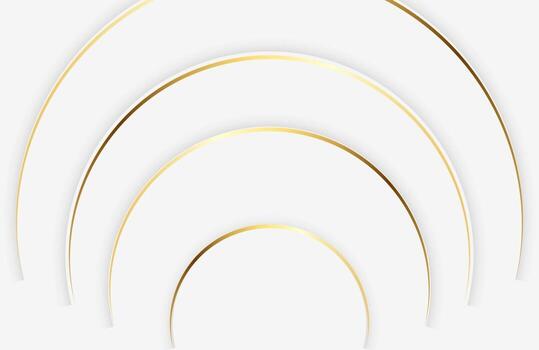 Modern white background with shiny gold circle element Abstract light silver clean surface vector