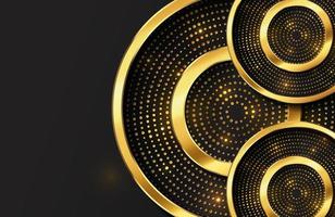 Abstract luxury background with gold circle shape and golden glitter particles vector