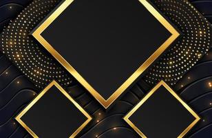 Abstract black geometric background textured with shimmering gold glitter and wavy lines vector