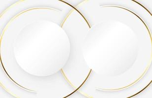 fondo blanco moderno con elemento de círculo de oro brillante abstracto superficie limpia de plata clara vector