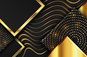 Abstract geometric background with shimmering glitter pattern and wavy lines texture on black square shape vector