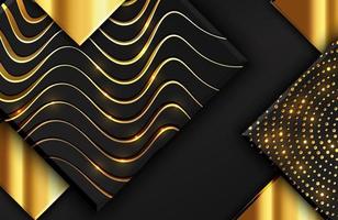 Abstract geometric background with shimmering glitter pattern and wavy lines texture on black square shape vector