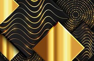 Abstract geometric background with shimmering glitter pattern and wavy lines texture on black square shape vector