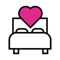 feliz día de san valentín corazón en estilo de línea de cama vector