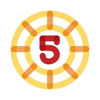 fichas de casino con el icono de estilo de línea multiplicada número 5 vector