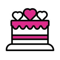 happy valentines day sweet cake with heart line style vector