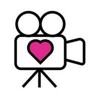 happy valentines day film camera with heart line style vector