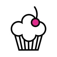 birthday sweet cupcake line and fill style vector