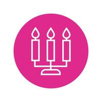 candles in chandelier block and line style icon vector