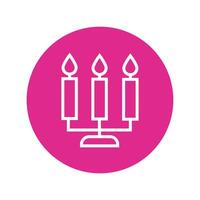 velas en bloque de candelabro e icono de estilo de línea vector