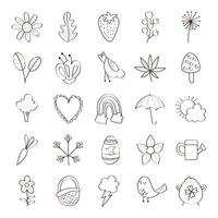 bundle of spring set line icons vector