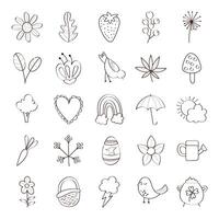 bundle of spring set line icons vector