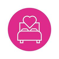 happy valentines day heart in bed block and line style vector