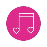 happy valentines day music notes with hearts block and line style vector