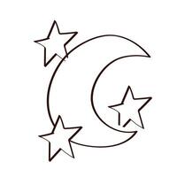 moon and stars magic line style icon vector