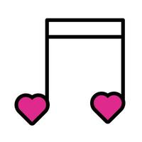 happy valentines day music notes with hearts line style vector