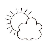 summer sun with cloud line style icon vector